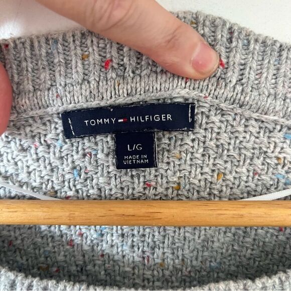 Tommy Hilfiger Grey Colourful Speckled Cable Knit Crewneck Sweater - Picture 3 of 7